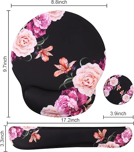 Miniatura 3 de iLeadon Alfombrilla de mouse con soporte para la muñeca, teclado y reposamuñecas, alfombrilla ergonómica con base antideslizante para computadora,