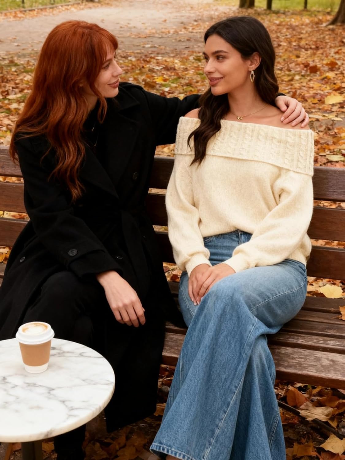 Womens Off The Shoulder Sweater Batwing Sleeve Loose Knit Pullover Sweaters Jumper Tops Fall Winter Clothes - Image 8