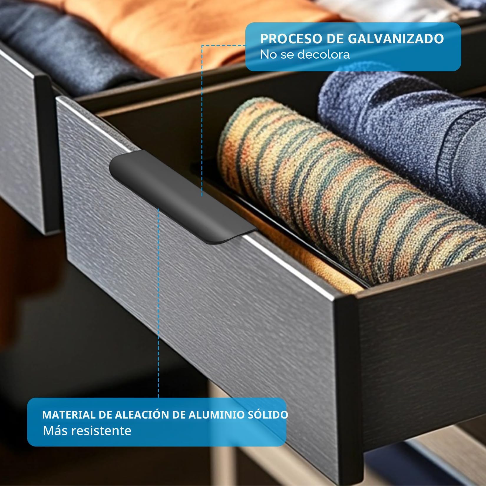 8 Pcs Tiradores Cocina Negros, Tiradores de Puertas para Armarios Dormitorio Cajones Cocina Aparador Muebles, Negros/120mm