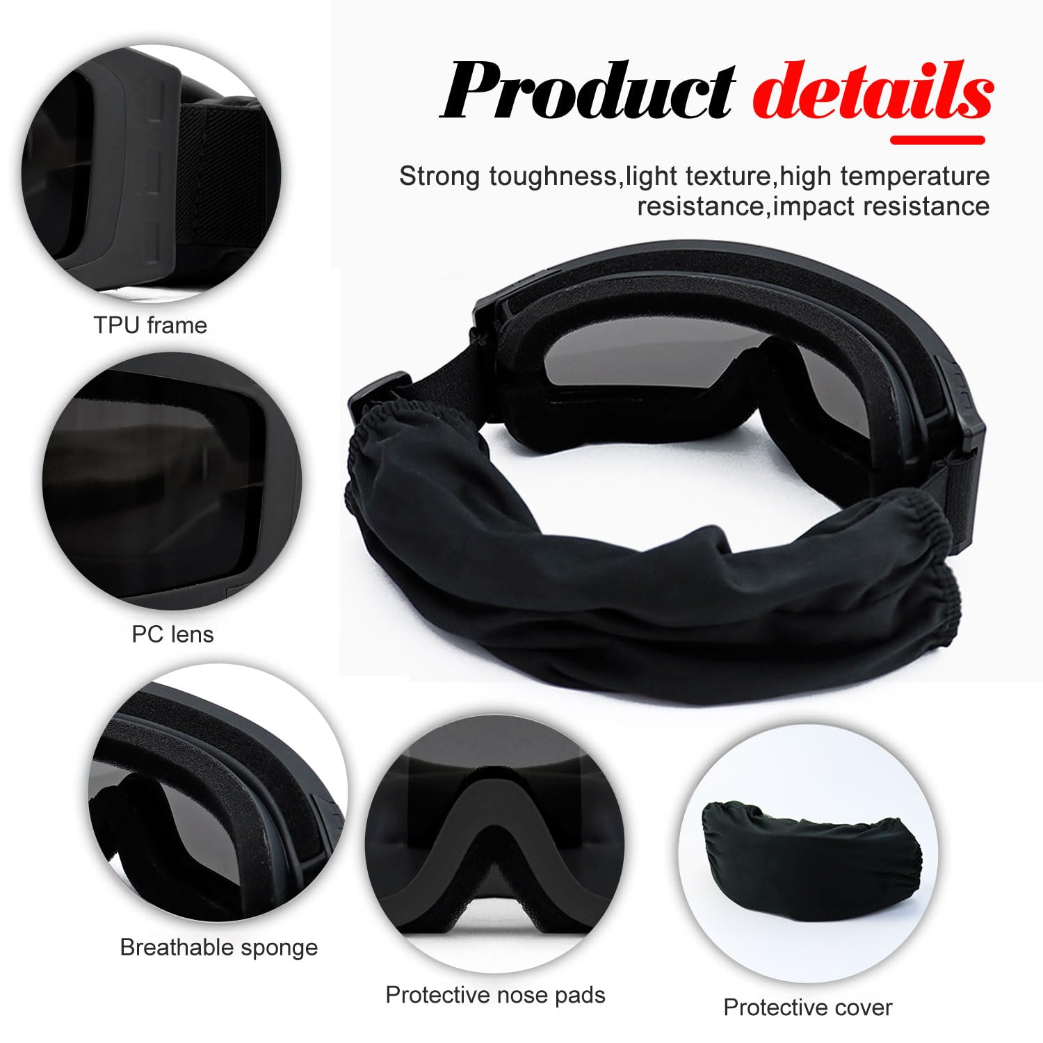 SPOSUNE Lunettes Tactiques Polycarbonate 3 Lentilles Anti-Choc UV400 Protection Totale Airsoft Chasse et Moto Hommes Femmes