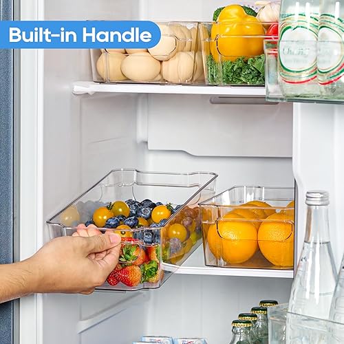 Miniatura 4 de JollyPack Paquete de 8 cubos de almacenamiento de plástico transparente, organizadores de despensa y almacenamiento con asas, contenedores de