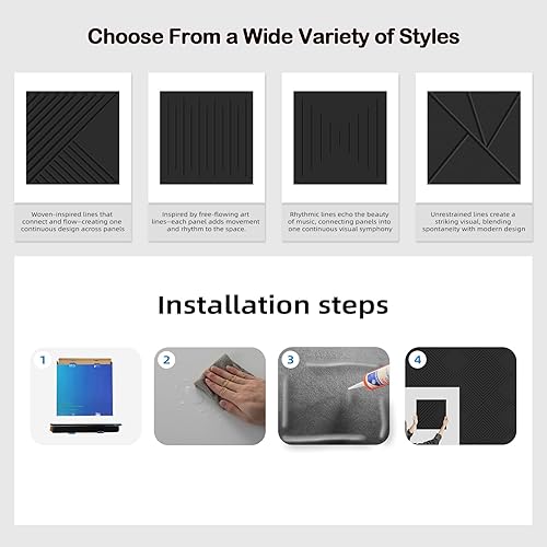 Miniatura 6 de Paquete de 6 paneles de espuma a prueba de sonido para paredes, paneles acústicos decorativos grandes de 60 x 40 pulgadas, paneles de pared no