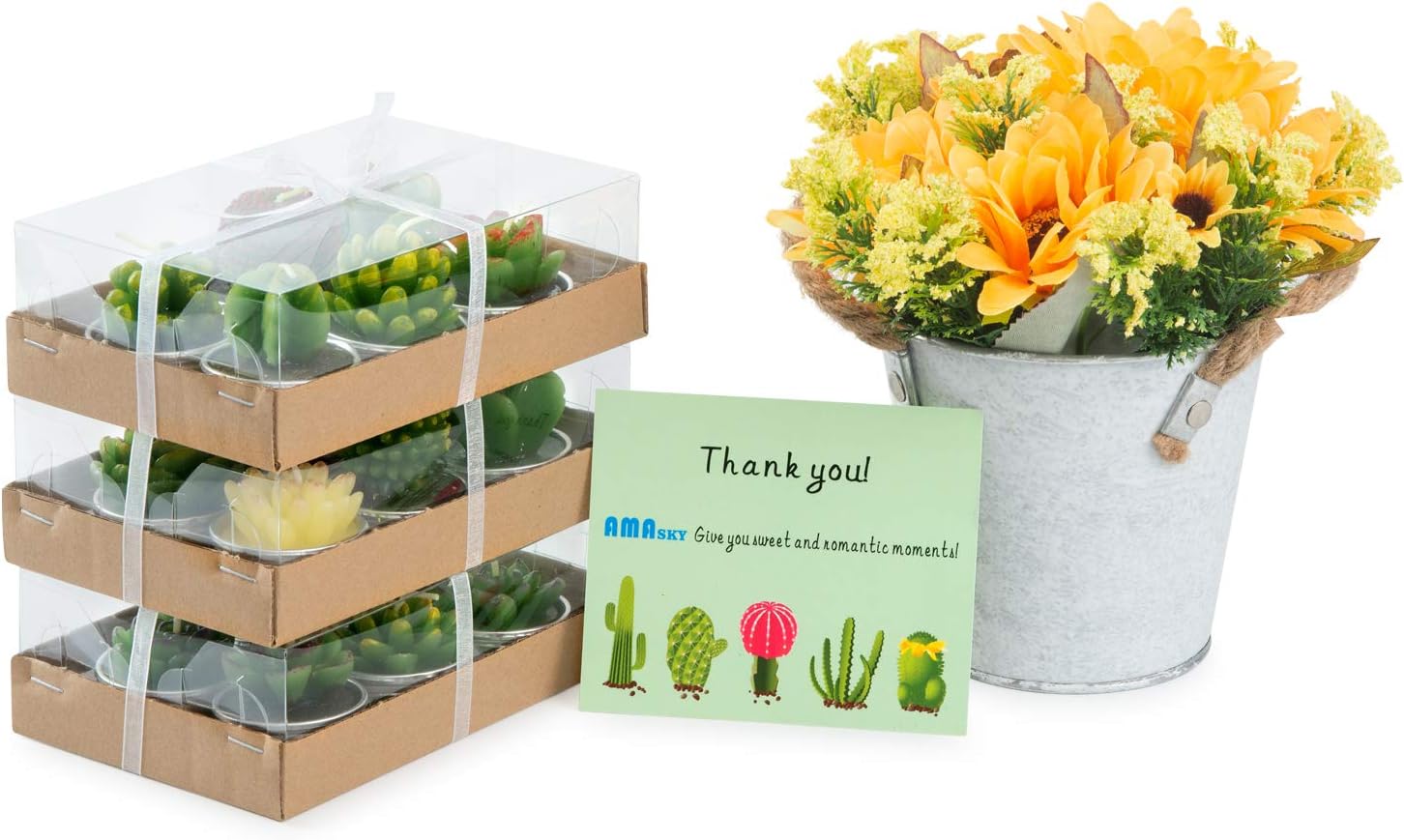 Handmade Delicate Succulent Cactus Candles for Party Wedding Spa Home Decoration(18 Packs)