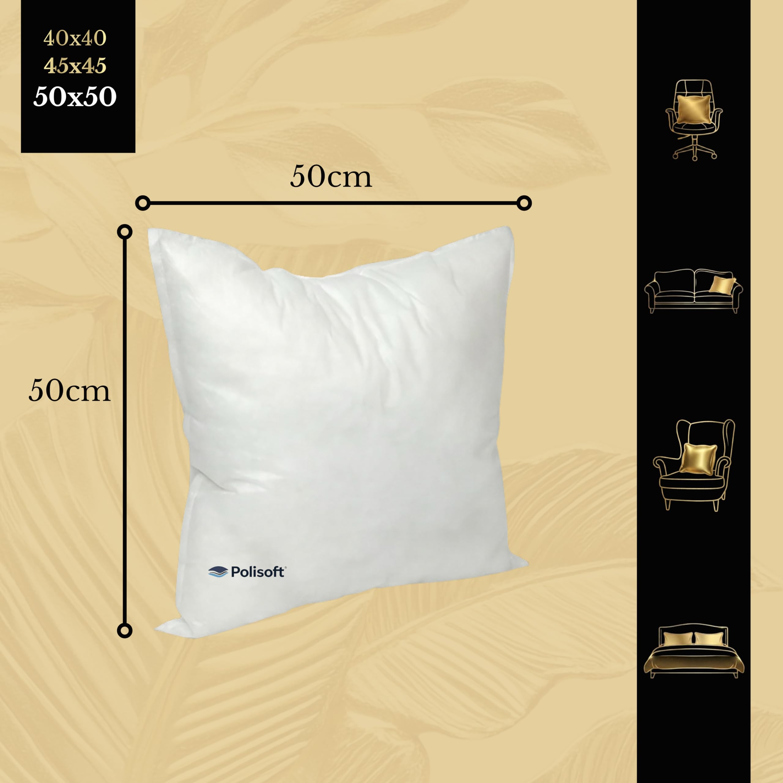 2er-Set Kissenfüllung 50x50 cm, Für Sofa Und Bett, Flauschige Kopfkissen für das Schlafzimmer, Innenkissen, Füllkissen ideal für Sofakissen, Zierkissen, Antiallergische, Weiß