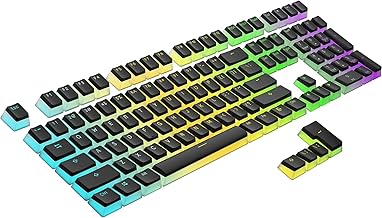 Tobo Pudding PBT Keycaps | 129 Double Shot Translucent ANSI US & ISO Layout | OEM Profile for RGB Mechanical Gaming Keyboard (Black)