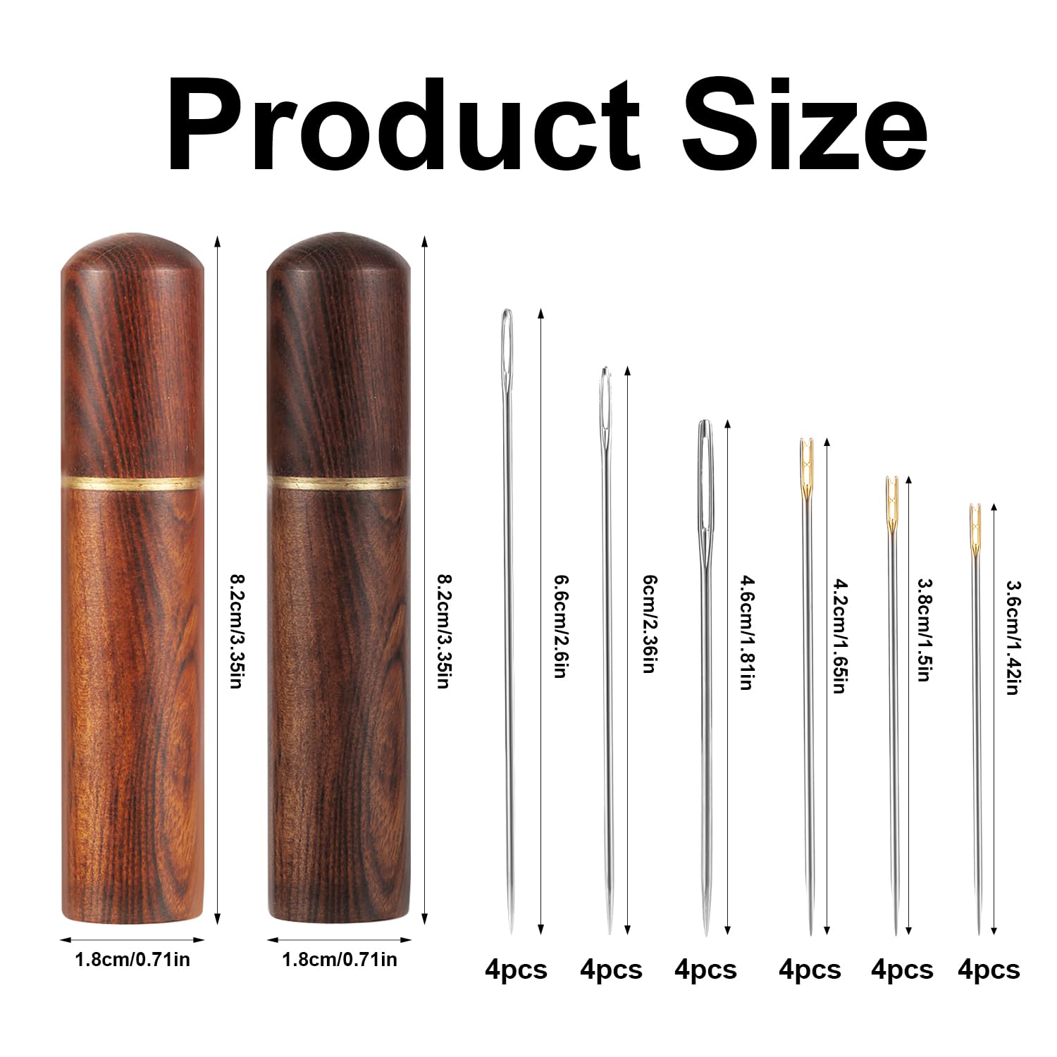 Kit De 24 Aiguilles Avec 2 étuis En Bois - Aiguilles Auto-enfileuses Et à Gros Chas, Différentes Tailles, En Acier - 6