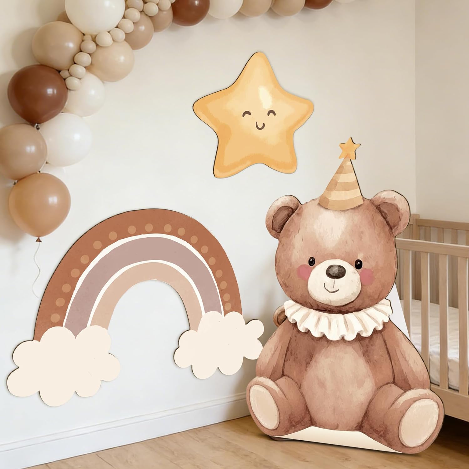 3PCS Teddy Bear Baby Shower Party Supplies, We Can Bearly Wait Baby Shower Decorations, Teddy Bear Cardboard Cutouts Standee Set for Beary First Birthday or Gender Reveal