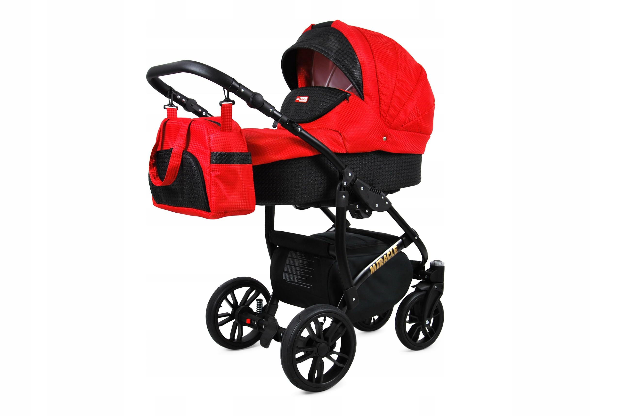 BabyLux® Zestaw wózków dziecięcych 3 w 1 – Miracle – w zestawie wanienka dla niemowląt, fotelik sportowy, fotelik samochodowy – zestaw wózków dziecięcych z torbą do przewijania, osłoną