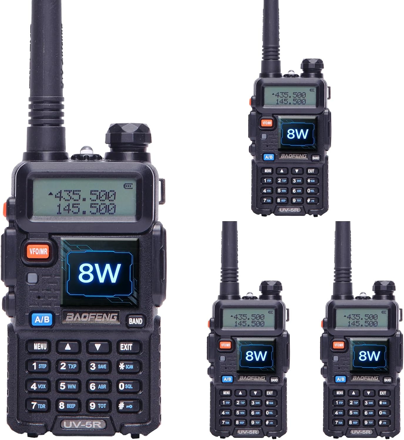 Baofeng UV-5R Dual Band Two Way Radio Handheld Ham Radio Long Range Walkie Talkies Pack of 4 for Hiking Camping Skiing Trip (Black)