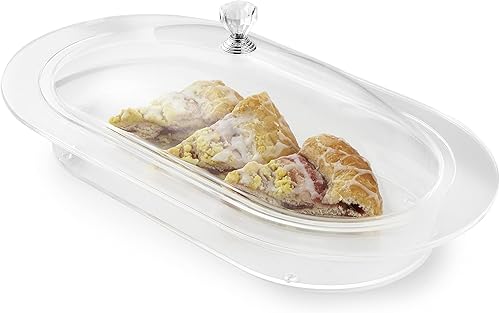 Miniatura 3 de Huang Acrylic Bandeja ovalada transparente para servir alimentos  Servware con tapa utilizada para aperitivos, aperitivos y entradas para compartir