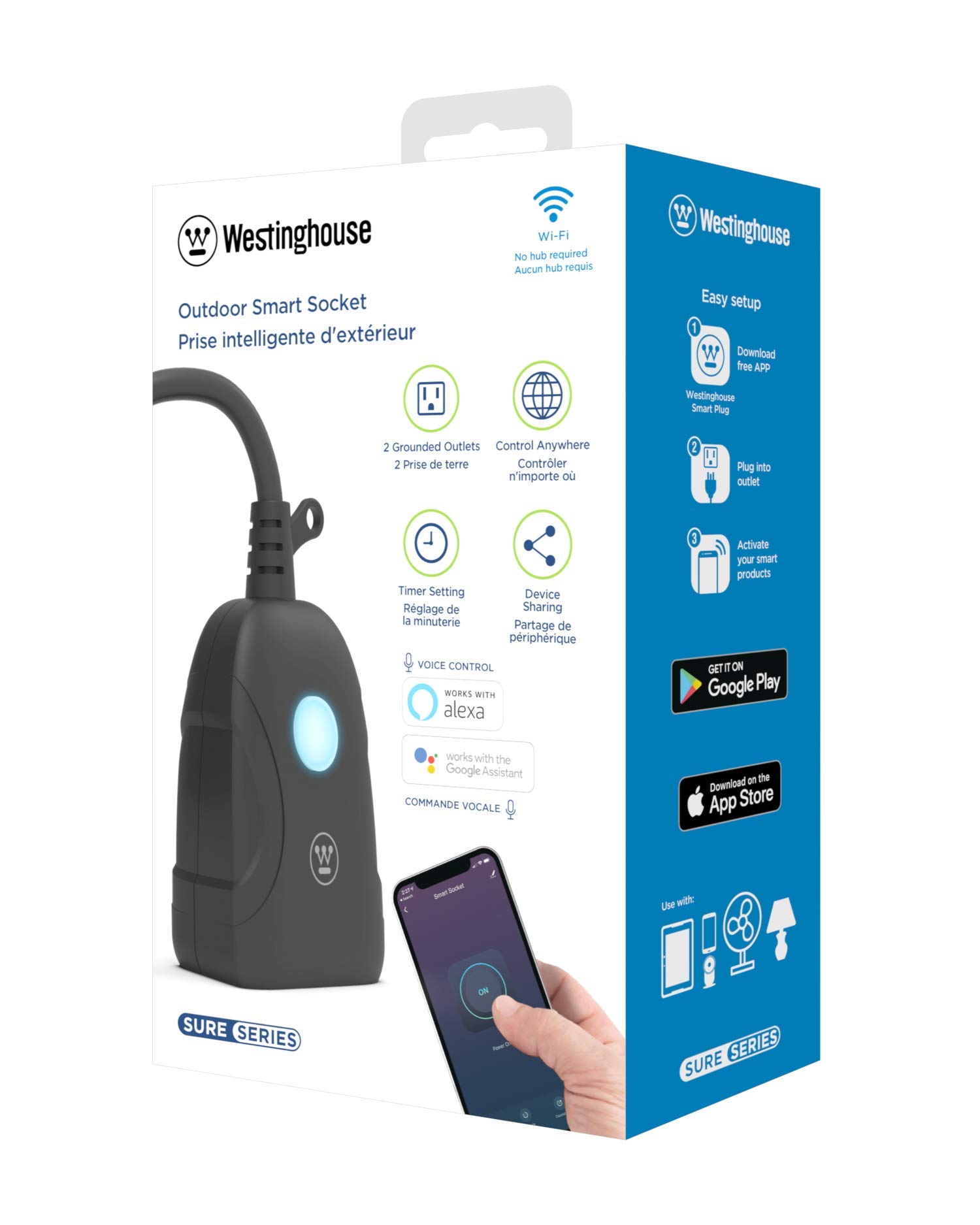 Westinghouse 94031 Sure Series Wi-Fi Dual Outdoor Plug Smart Outlets Black — view 2