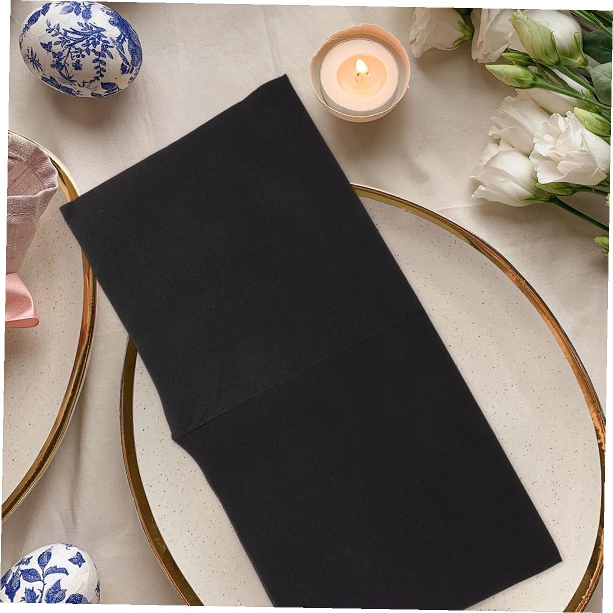 Black Disposable Dinner Napkins Thick Paper Household Table Napkins for Wedding Party Home Decor 50 Sheets X 2 Packs