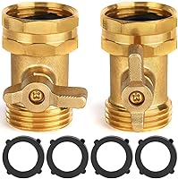 BILAL 2-Pack Brass Garden Hose Shut Off Valve with Extended Handle - 3/4" Heavy Duty Leak-Proof Connector & 4 Washers