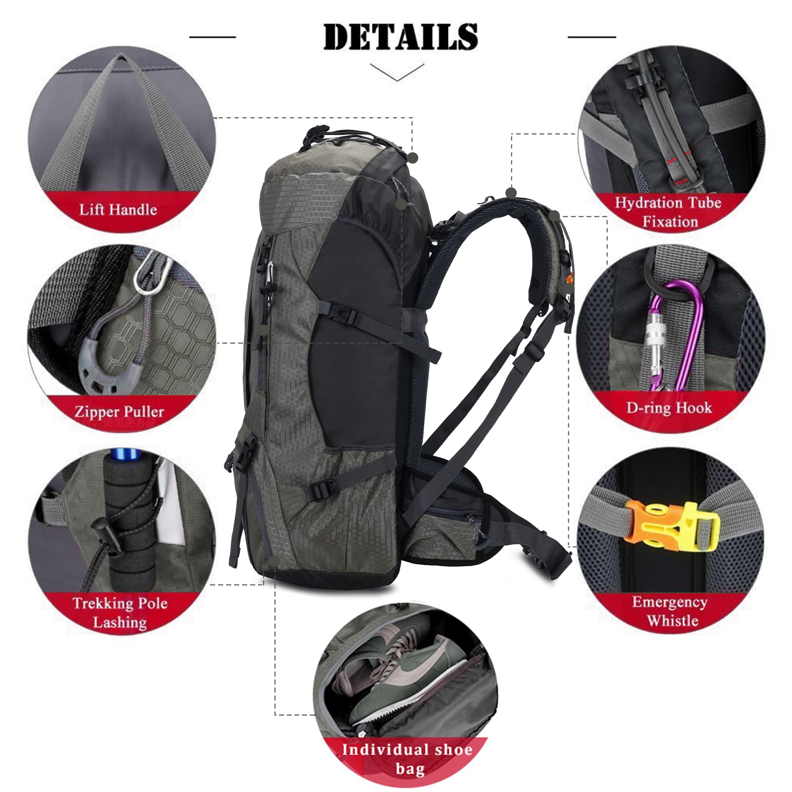 60L Waterproof Ultra Lightweight Packable Climbing Fishing Traveling Backpack Hiking Daypack,Backpack,Handy Foldable Camping Outdoor Backpack Bag with a Rain Cover