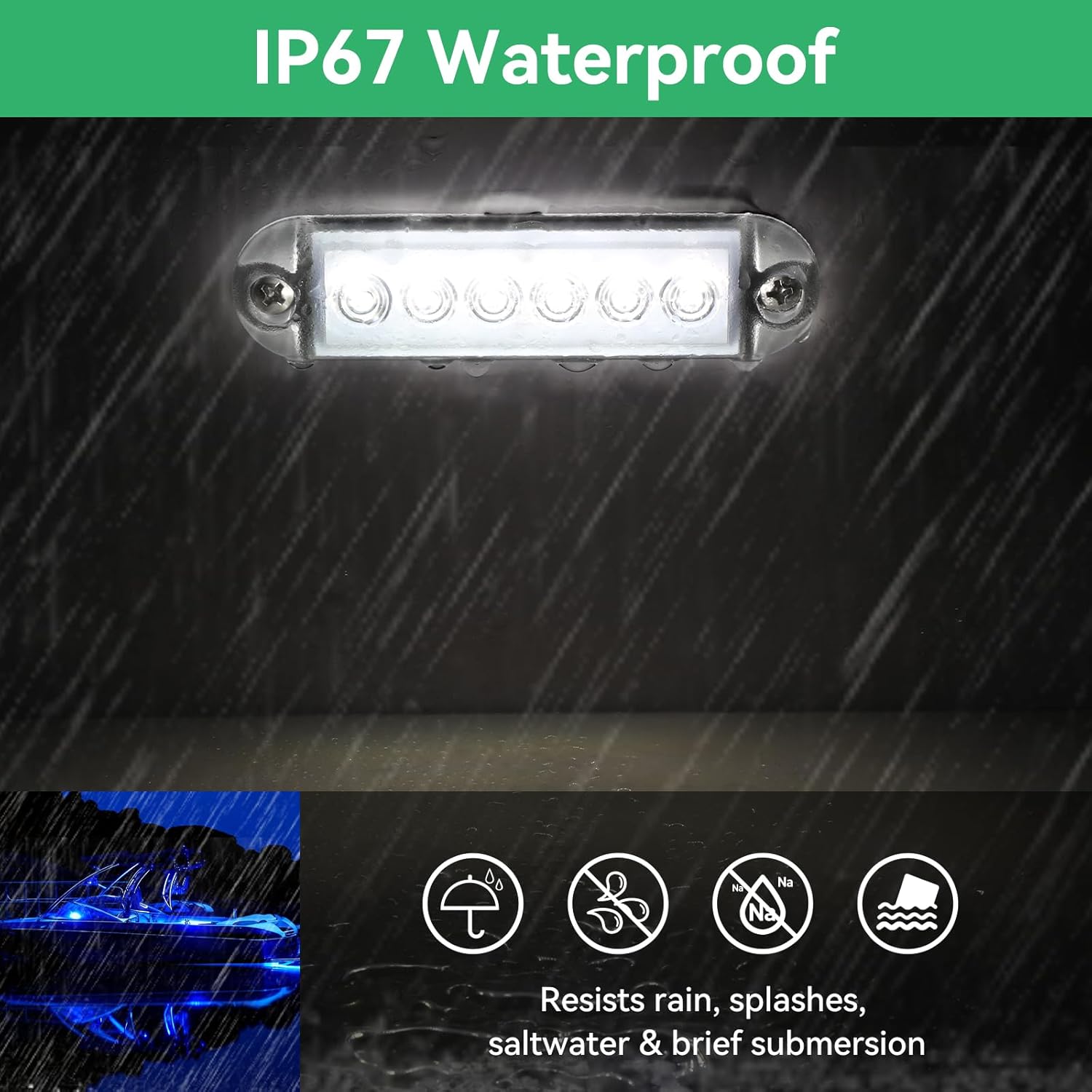RGBW Boat LED Courtesy Light 12V 4PCS, 4 Inches Marine Courtesy Light Strip, IP67 Waterproof Boat Interior Cabin Lighting for Pontoon Sailboat Bass Yacht Kayak