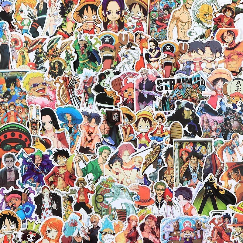 120 Pcs for One Peice Stickers Cartoon PVC Sticker Gifts for Laptop Water Bottle Skateboard Party Supplies Decorations Teens Kids
