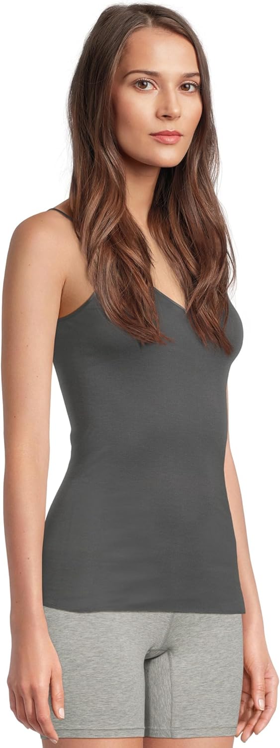 HANRO Womens Cotton Seamless V-Neck Spaghetti Camisole - Image 2