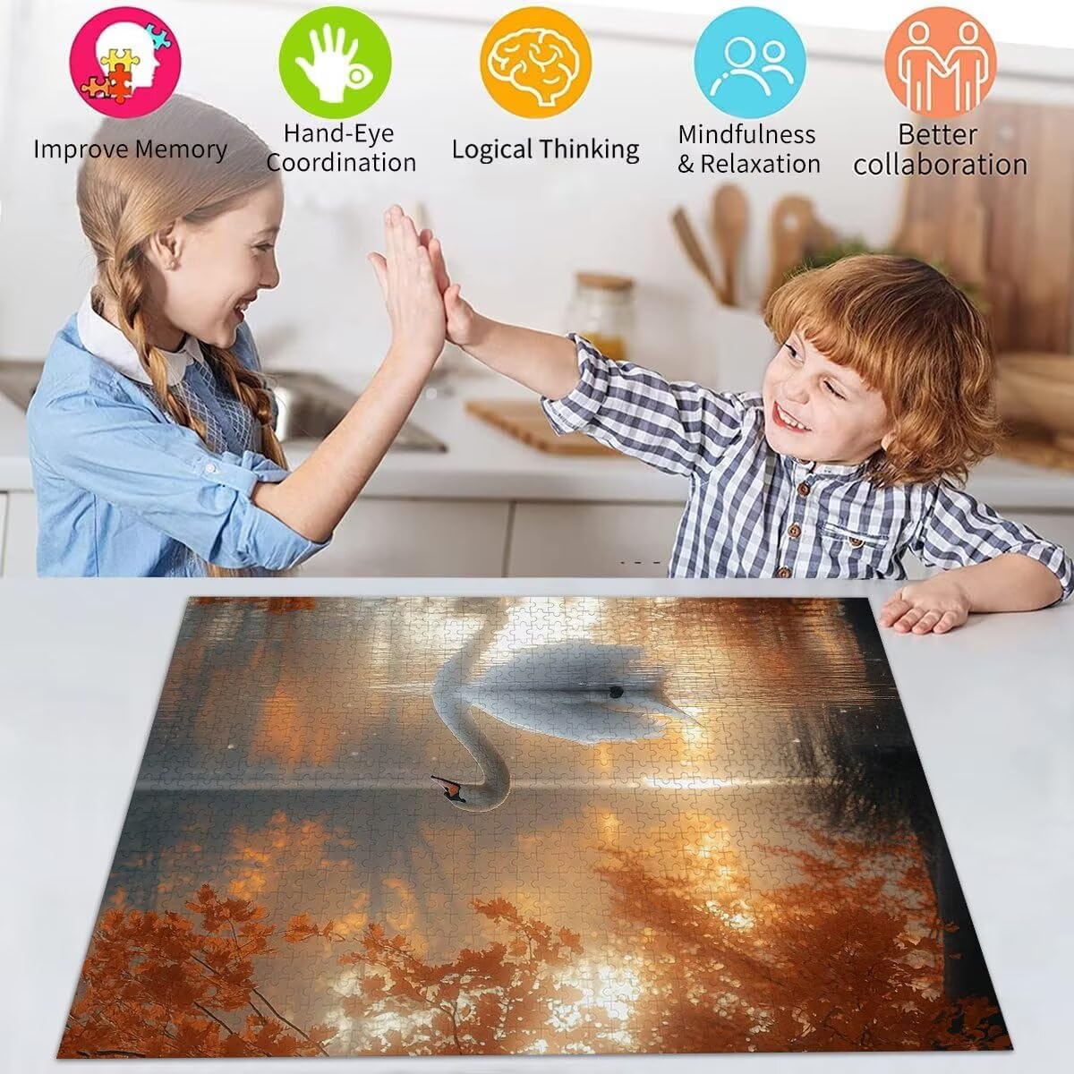 Puzzle Erwachsene 2000 Teile Schwan Tier Educa Jigsaw für Kinder ab 8 Jahren Mädchen Jungen, Erwachsene Impossible Klassische Puzzles Schwer, Anspruchsvoll Spielspaß, Als Geschenke 70x99cm t-942