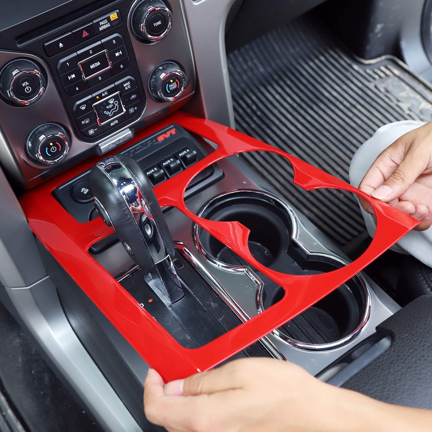 Auto Accessories Gear Panel Decoration Frame Cover Trim for 2009-2014 Ford F150 (Red)