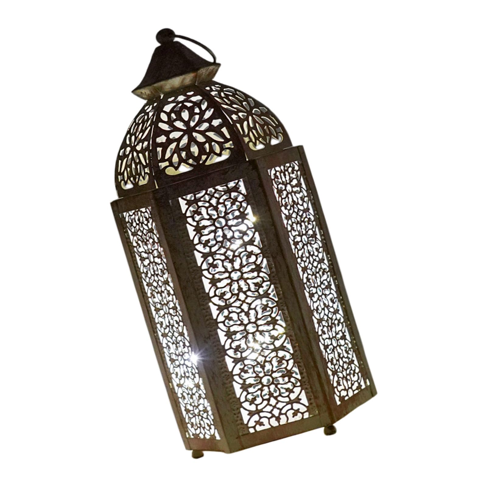 Portacandele decorativi con lanterna marocchina in metallo con lanterna Portacandele in ferro dorato Decorazioni con glim cavo dorato per la casa Decorazione domestica
