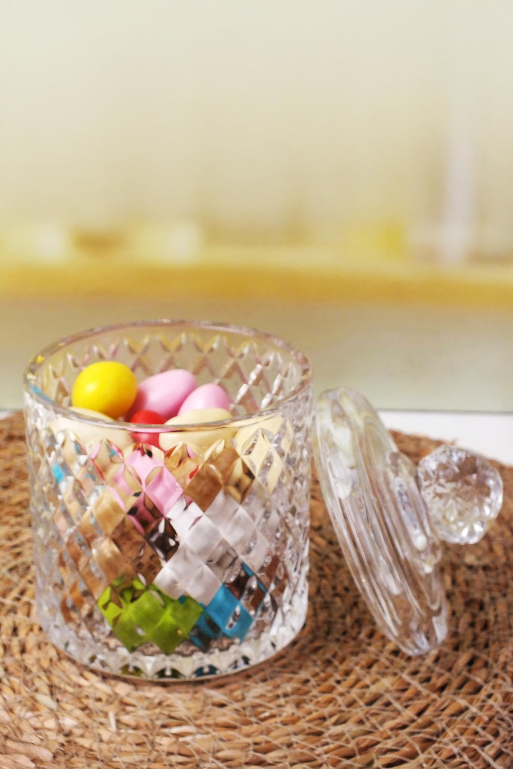 Deconox Lüx Kristal Büyük Cam Şekerlik & Cam Lokumluk, Kesme Cam Lüx Şekerlik 13cm*7.8cm - 06640