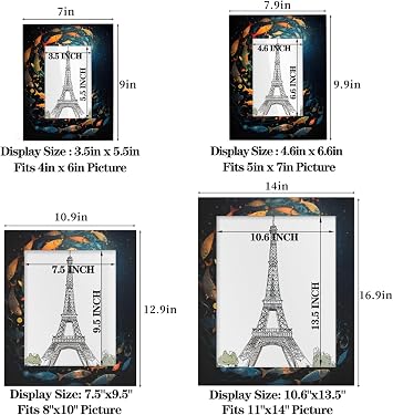 Underwater Ocean Fish Picture Frame 8x10, Coral Fish 8x10Photo Frame Horizontal &Vertical Display 8 by 10Wooden Picture Frame for Desktop or Wall Decoration
