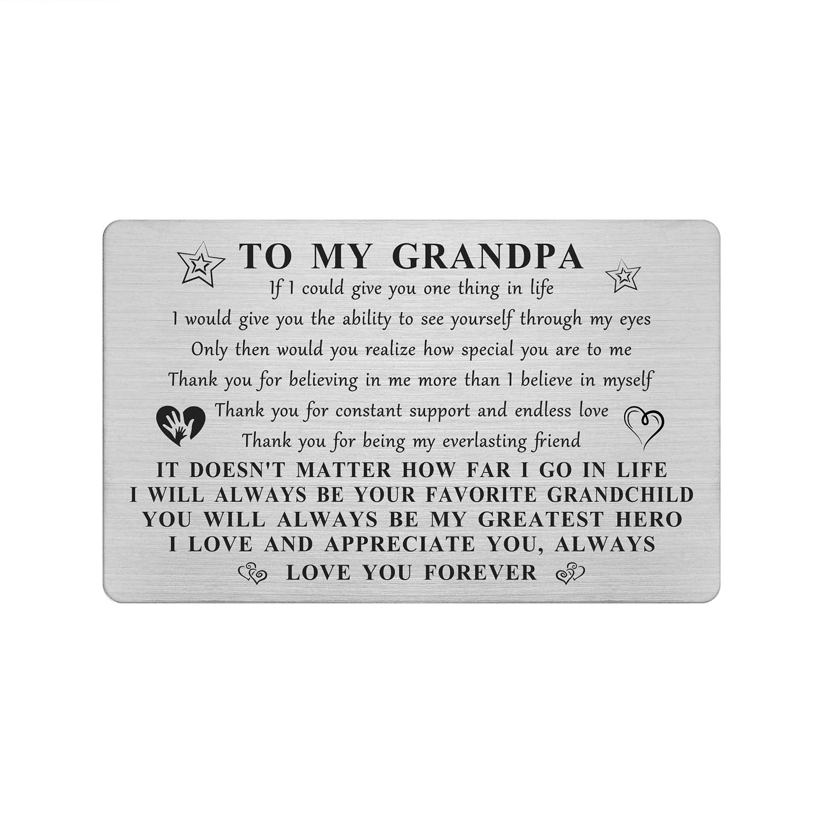 Yobent Grandpa Gifts - Best Thank You Grandfather Gift Ideas, I Love My Grandpa Valentines Day Birthday Wallet Card to My Grandfather