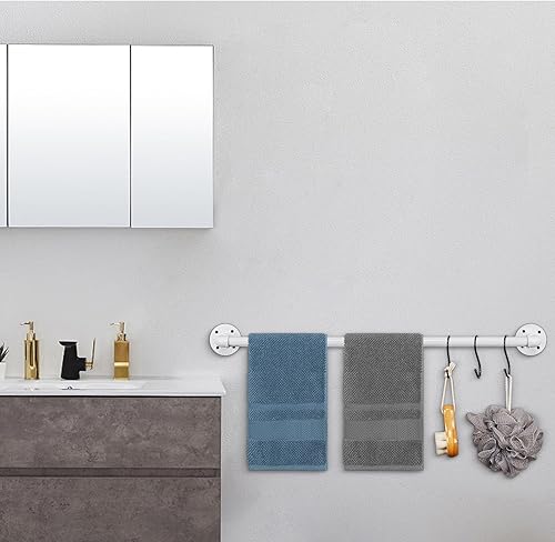 Vista 22 de Toallero de tubo industrial, resistente para montar en la pared, rústico, para baño (negro, 16 pulgadas)