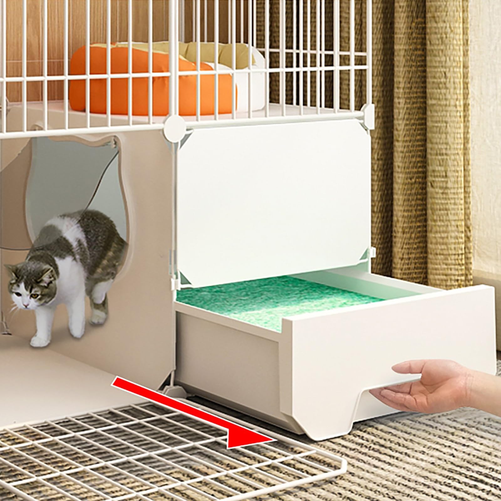 Jaula grande para gatos, jaula plegable de metal, jaula para mascotas, jaula para gatos de interior con caja de arena, con hamaca para gatos, cama para gatos, escalera para gatos, caja de arena para