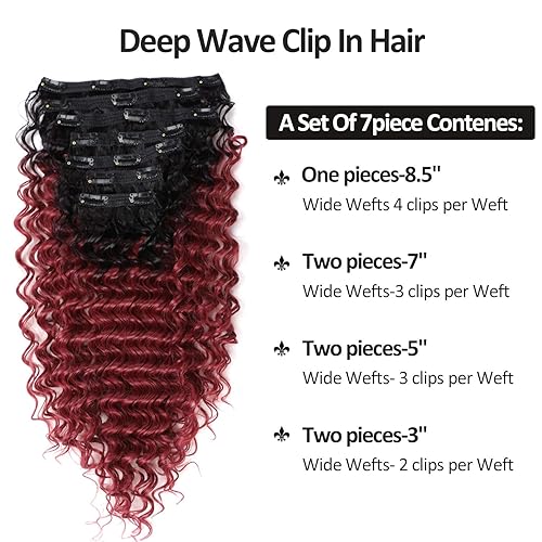 Miniatura 5 de Extensiones de cabello sintético rizado con clip, de doble trama, cabeza completa, ondas profundas, resistentes al calor, grueso, ombré, clip de dos