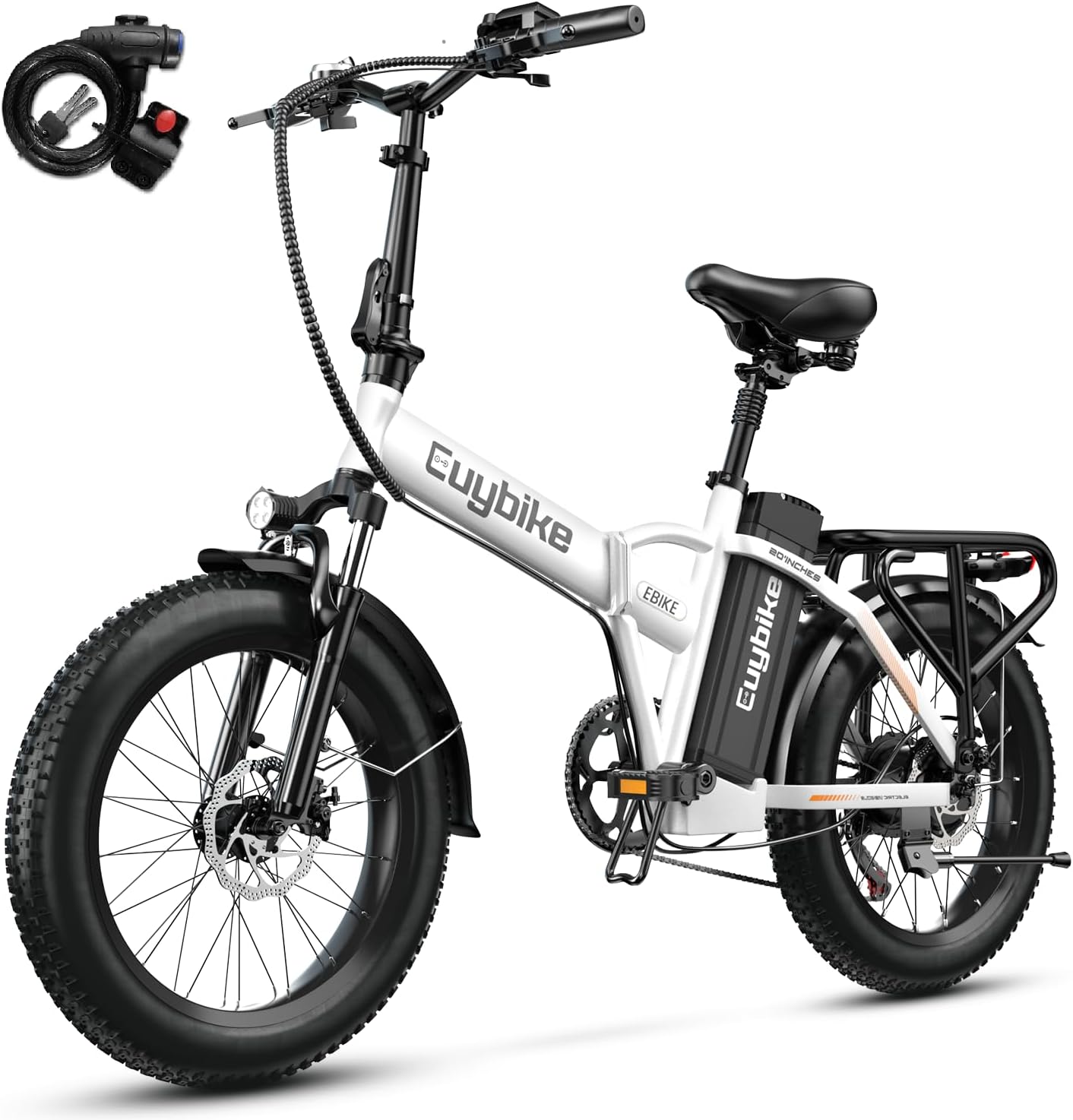 bluebiko 1000W Folding Electric Bike, 48V 20AH Large Removable Battery E Bike, 30+MPH, 80 Miles Max Range, 20" Fat Tire Electric Bike for Adults, Adult Electric Bicycles for Commute Beach Snow