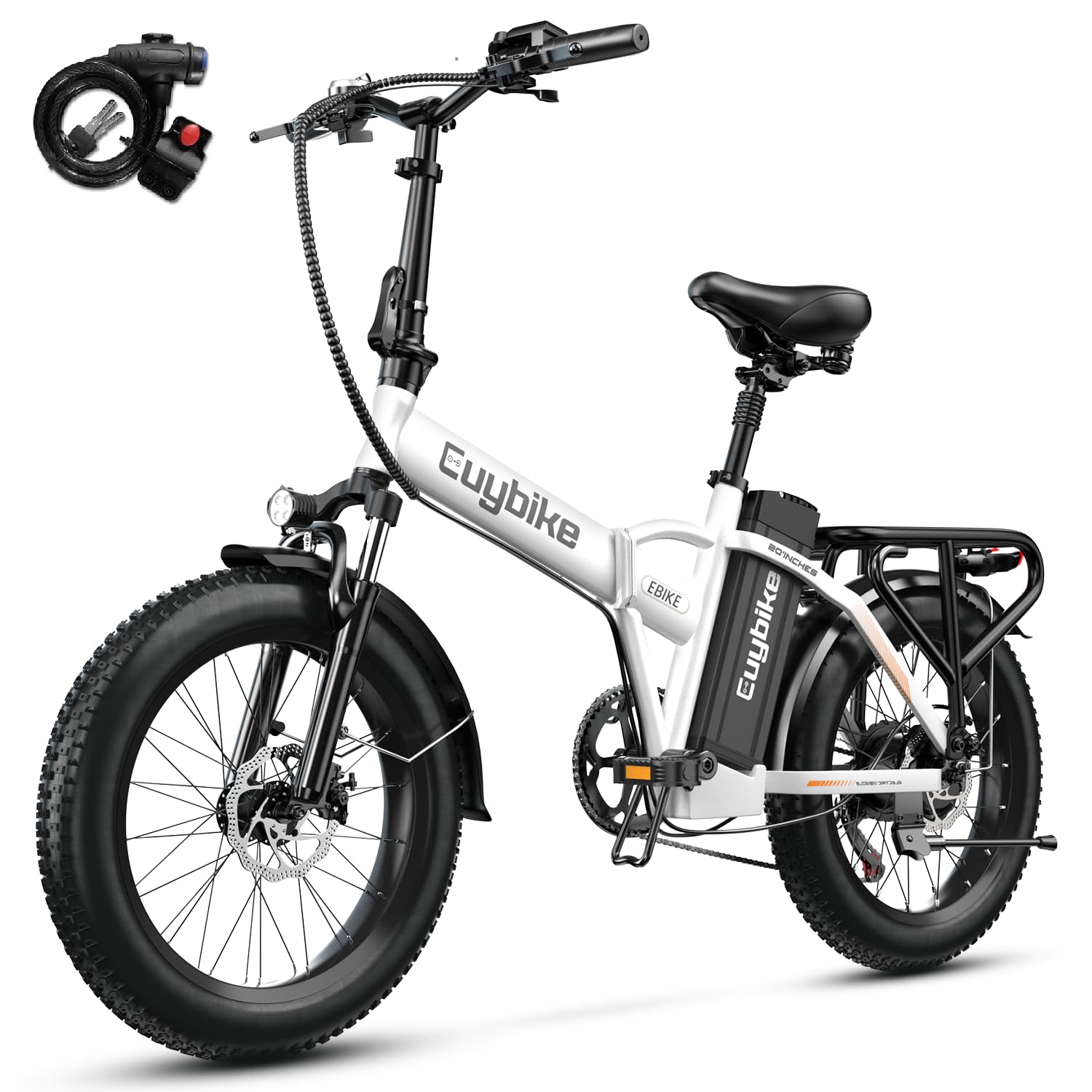 1000W Folding Electric Bike, 48V 20AH Large Removable Battery E Bike, 30+MPH, 80 Miles Max Range, 20" Fat Tire Electric Bike for Adults, Adult Electric Bicycles for Commute Beach Snow