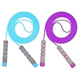 Flintronic Skipping Ropes for Children, 2 Pack Adjustable Jumping Rope for Kids, 2.6m Skipping Rope with Skin-Friendly Foam Handles, Soft Jump Rope for Girls Boys Exercise Workout Outdoor