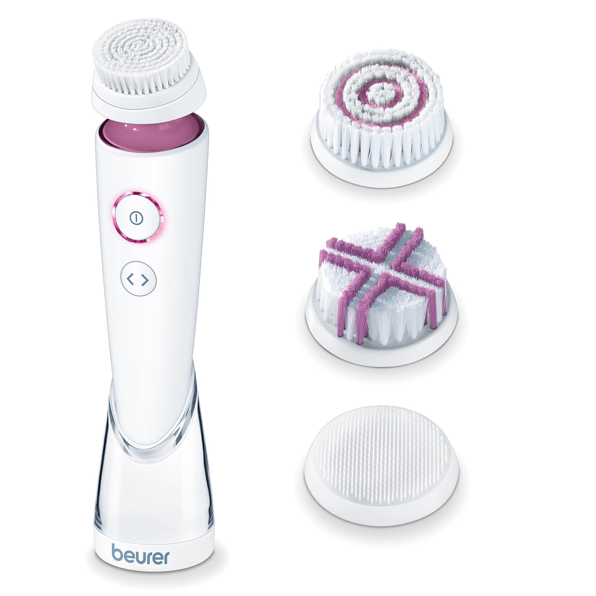 Beurer FC 95 Gesichtsbürste, porentiefe Reinigung der Gesichtshaut, elektrische Reinigungsbürste mit 4 Aufsätzen, für jeden Hauttyp geeignet, wasserfest, mit Akku