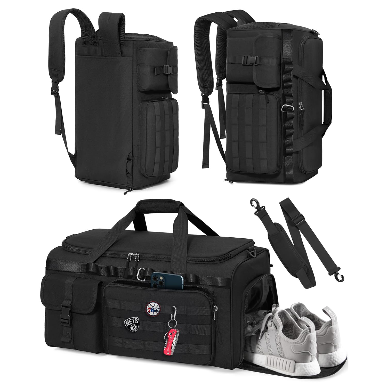 Gym Bag for Men, 35L Sports Travel Duffel Bag with Shoe & Laptop Compartment, Gym Workout Backpack Carry On Weekender Bag Overnight Backpack for Travel