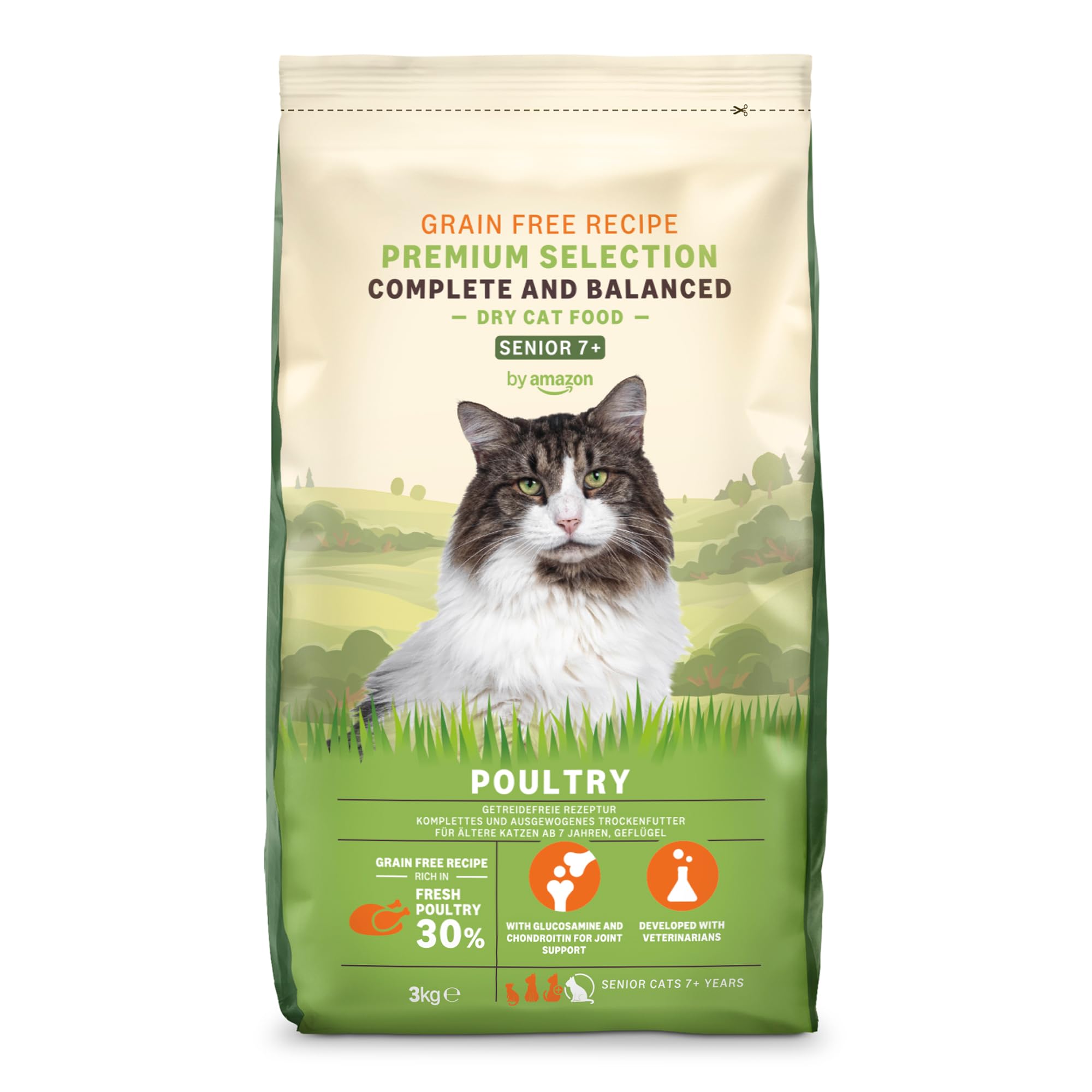 by Amazon Complete Cat Food with Grain Free Recipe, Senior, with Fresh Chicken 3kg