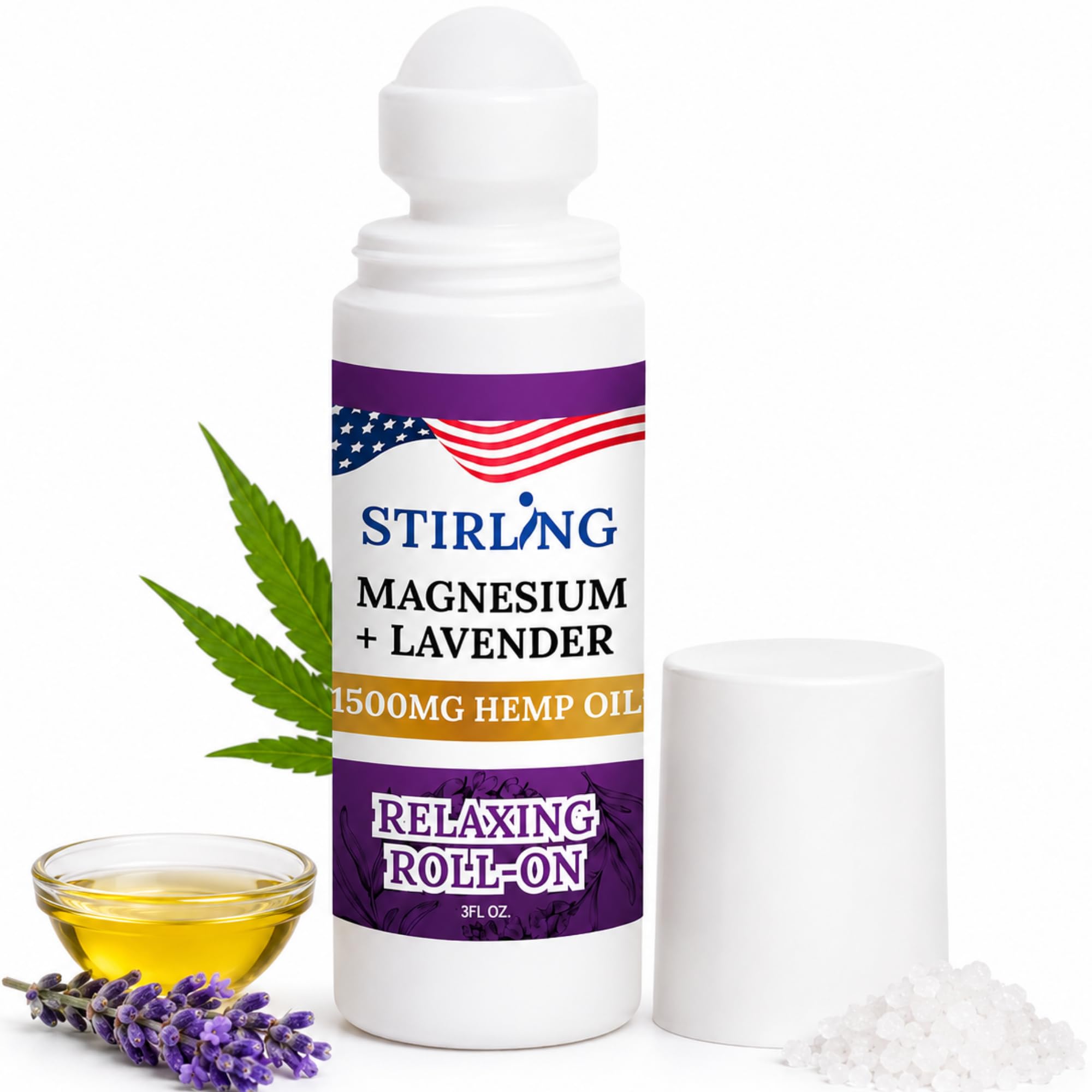 [BRSROBQBCIHAEAY6] STIRLING Lavender Magnesium Roll On, Relaxing Comfort for Muscles, Joints