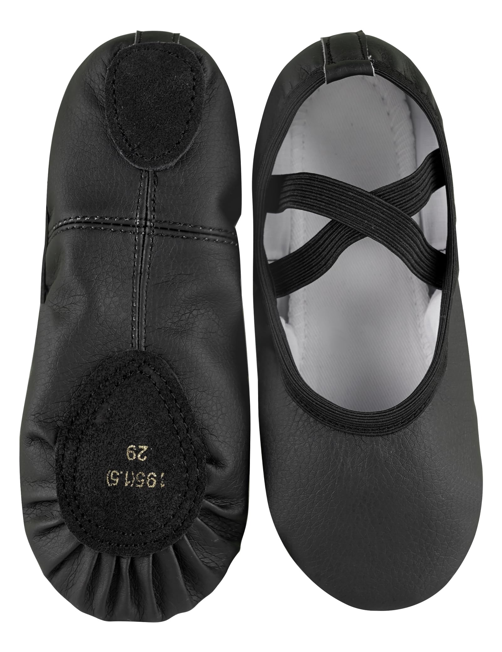 Black Dance Shoes Split-Sole Ballet Flats PU Artificial Leather Ballerina Slippers