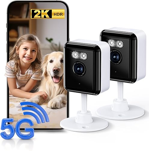 Cámaras 2K para seguridad en el hogar, cámara de interior Wi-Fi 6 de 2.45 GHz para perro, mascota, niñerabebé con aplicación de teléfono