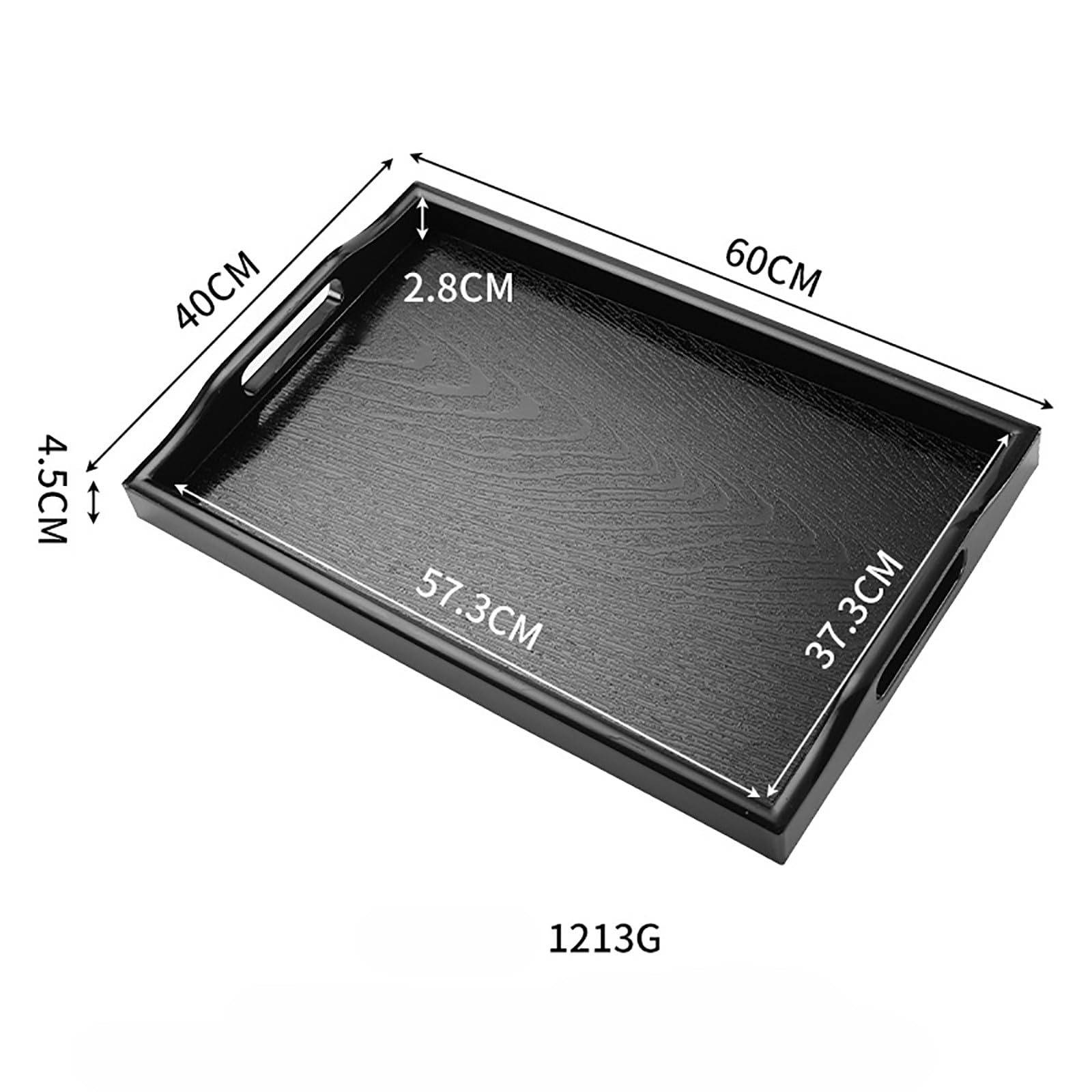 ROMOZ 2 PCS ABS Serving Tray with Handles, Home Decorative ABS Rectangle Platter Vanity Tray for Breakfast Dinner Drinks Kitchen Dining Living Bathroom Restaurants 60 * 40 * 2.8CM