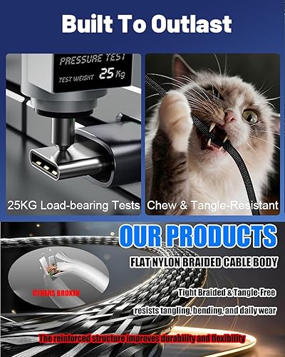 Miniatura 4 de Cable de carga invisible con soporte, cable de carga USB-C de 240 W, cargador de teléfono lateral, cables de datos de soporte 2 en 1, Cables de