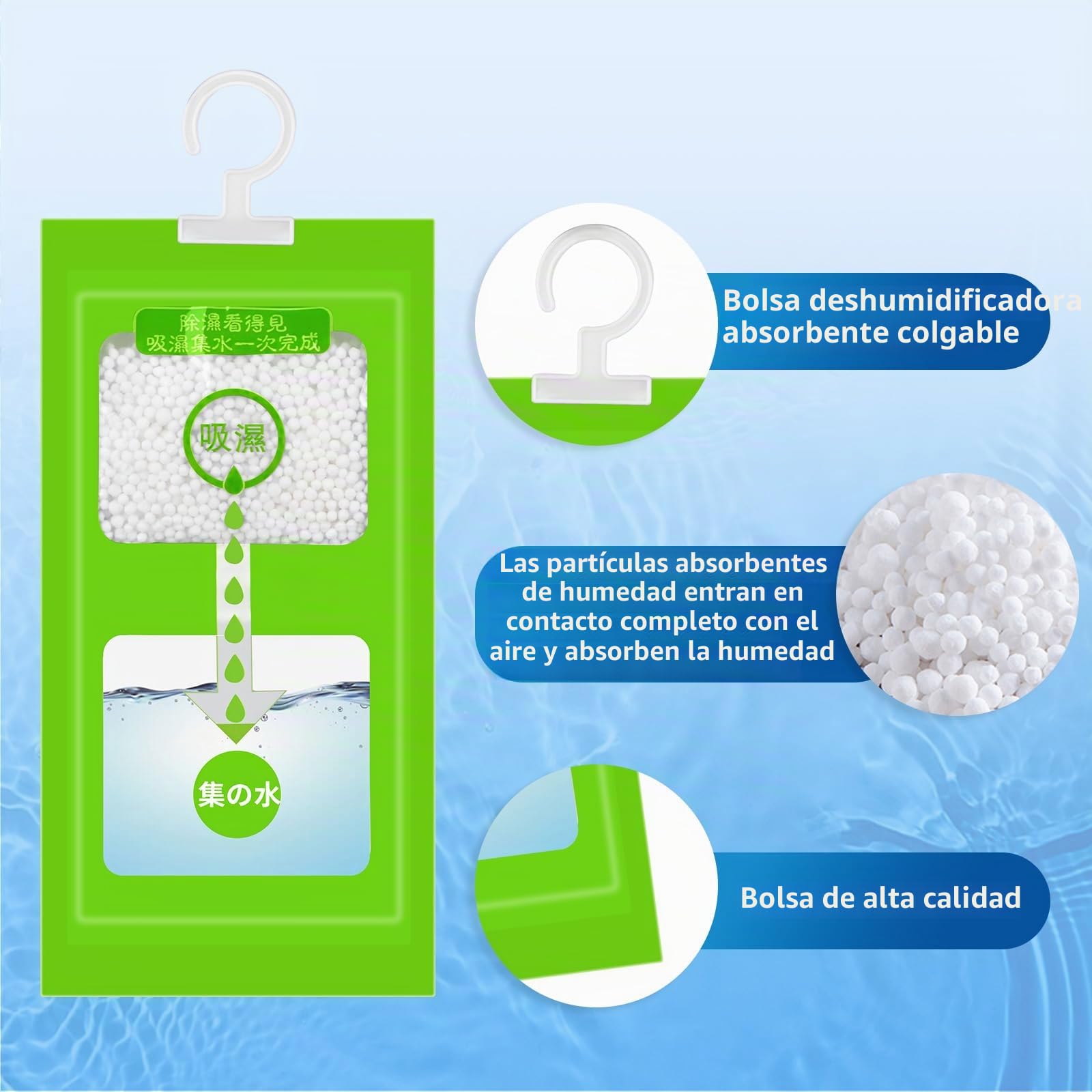 10 bolsas de deshumidificación de 100 g, para armarios, armarios, colgantes, para sótanos, dormitorios, baños