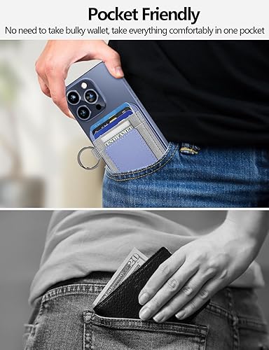 Miniatura 7 de HiWe Cartera Magsafe, cartera magnética de cuero con potente imán para iPhone 1616 Pro15141312, se adapta a 7 tarjetas, bloqueo RFID, morado