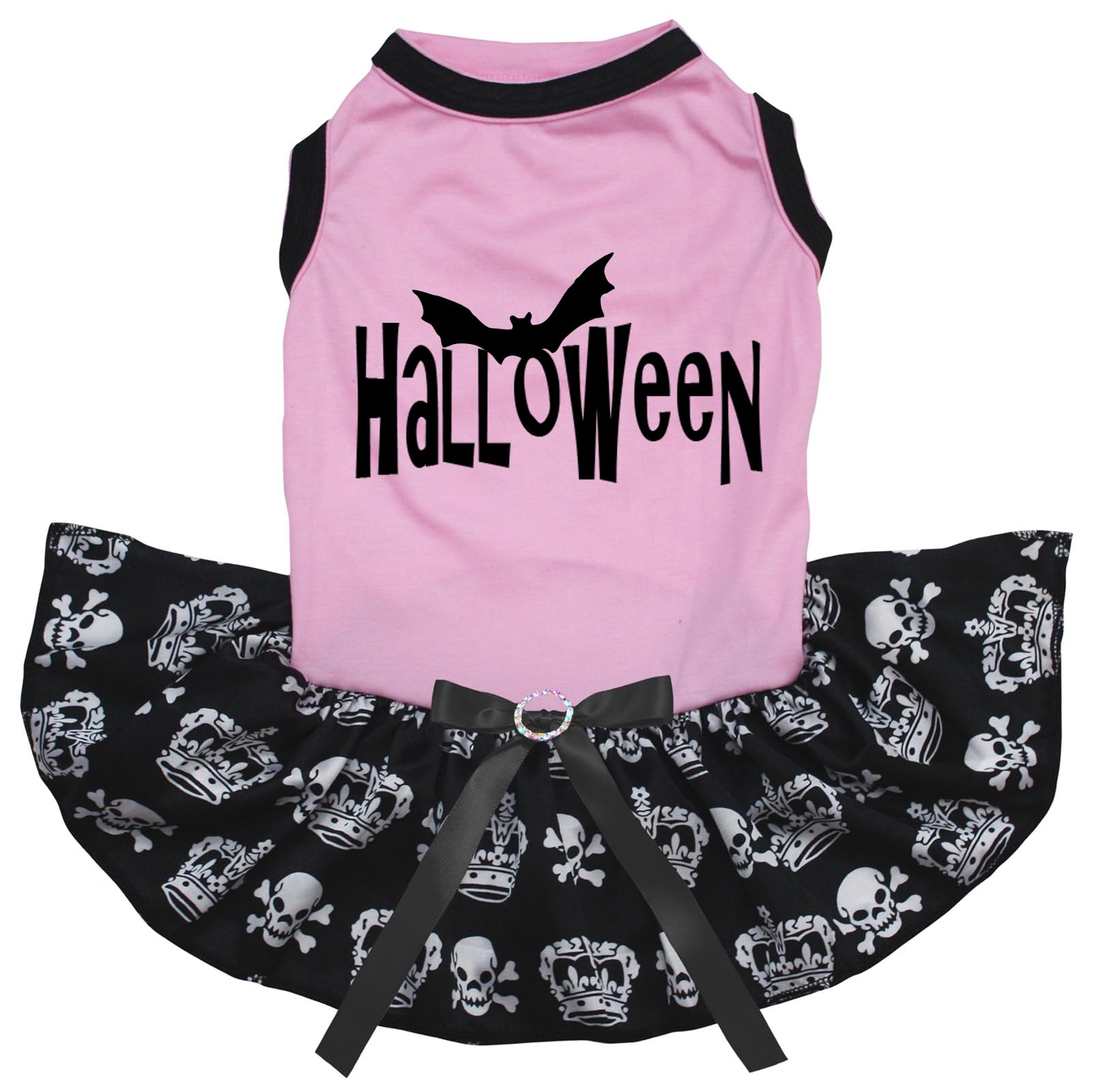 Robe d'Halloween pour chiot style rock gothique rose et noir à motif tête de mort XXL
