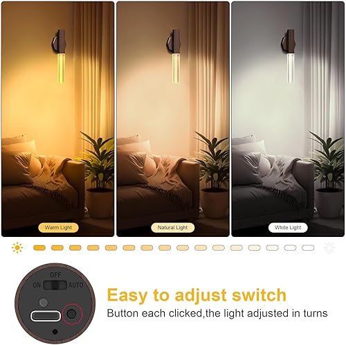 Miniatura 3 de BlueFire Luz nocturna con sensor de movimiento, luces de pared magnéticas inalámbricas recargables, LED inteligente portátil, funciona con pilas,