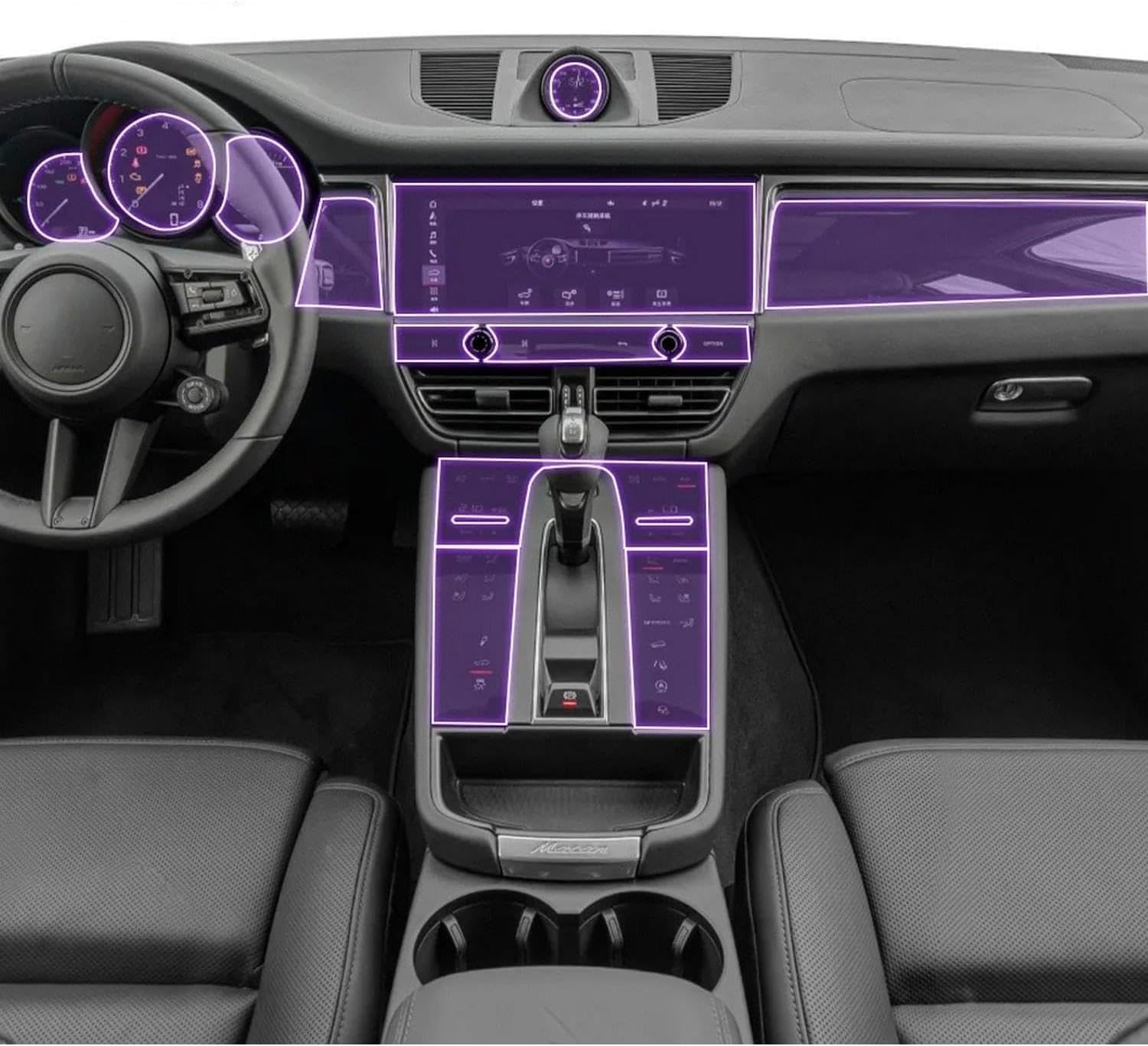 Pre Cut car Navigation GPS Screen Protector, Invisible Transparent Film, TPU Interior Film，for Porsche MACAN 2022-2024