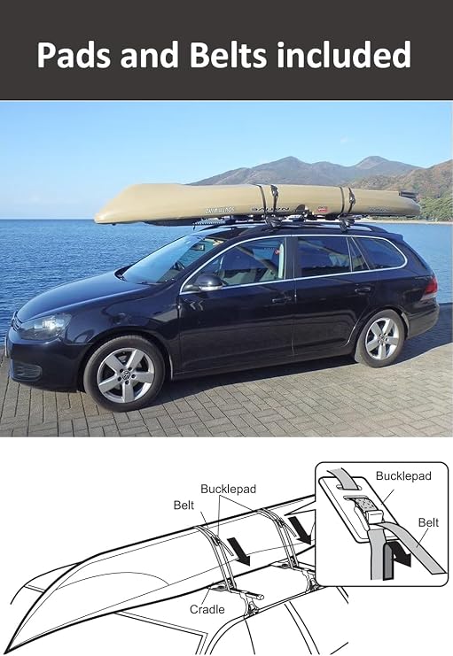INNO INA452 Padded Universal Mount (1) Kayak Cradle Carrier,Black