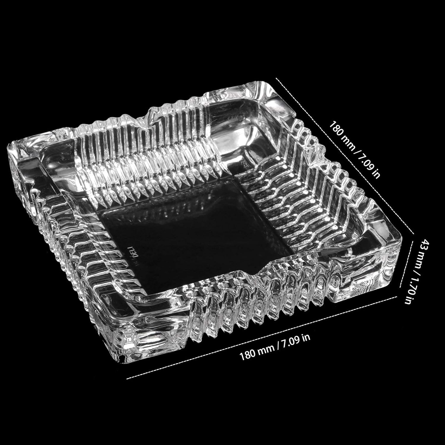 4 Pack 7x7 Inches Square Glass Ashtray, Luxury Glass Ashtray for Cigarettes, Cigars, Office, Tabletop, Restaurant, Decoration