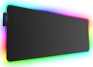 Large RGB Gaming Mouse Mat - Kalafun XXL Extended LED Mouse Pad with Non-Slip Rubber Base, Long Soft Light Up Computer Mousepad for Laptop, Desk(800×300×4mm, Black)