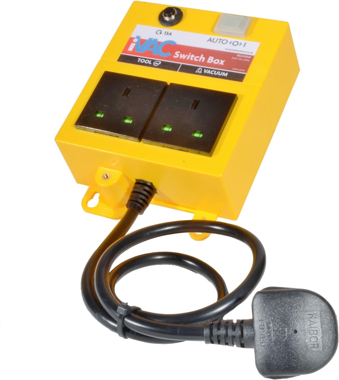 iVAC Vacuum Auto Switch Box - 13A UK Model, Push Button, ON-OFF, Yellow